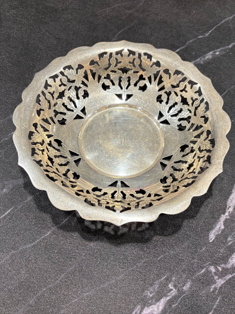 STERLING ARTICULATED BOWL, WITH "M" ENGRAVING